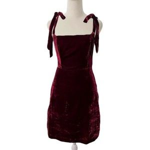 House of Harlow 1960 x Revolve Burgundy Velvet Shoulder Tie Maroon Mini Dress M